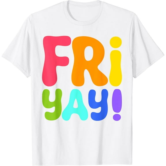 Fri-Yay Happy Friday Funny Weekend Teacher Groovy T-Shirt100% cotton
