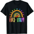 thumbnail image 1 of Fri-Yay Teacher Weekend Friday Boho Rainbow T-Shirt, 1 of 3