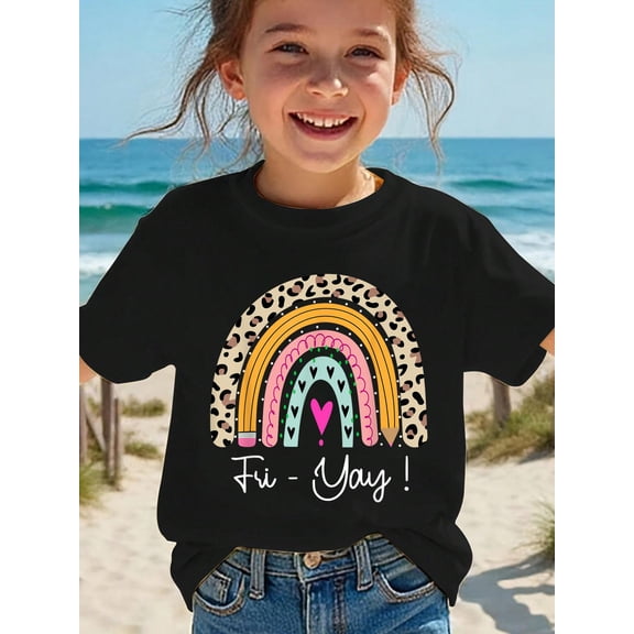 Fri-Yay Teacher Weekend Friday Boho Rainbow Teacher Men Women Girls Kids T-Shirt