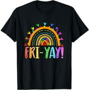 Fri-Yay Teacher Weekend Friday Boho RainbowT-Shirt