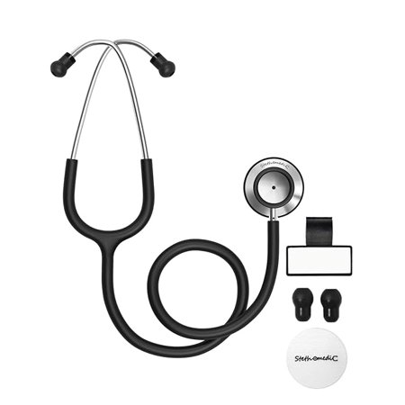 FriCARE Classic Stethoscope Dual Head for Nurses, EMT Student, Kids, Doctors, Teaching Lightweight Stethoscopes kit Medical Supplies Home Health Use(Black)