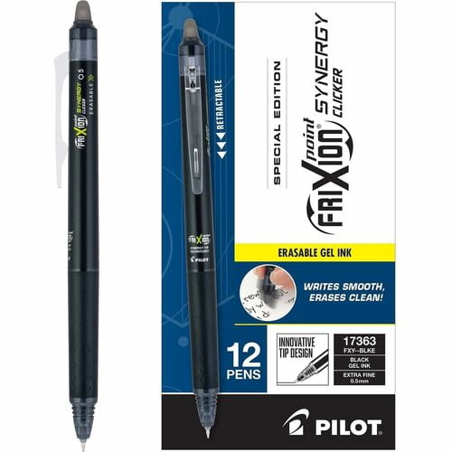 FriXion Erasable Gel Pens, Retractable, Black Ink, Writing (17363) | 10 Dozen (120 Total)