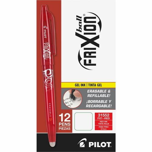 FriXion Gel Pens, Erasable, Red Ink, Gel-based, Red Barrel, Document, Writing (31552) | 2 Dozen (24 Total)