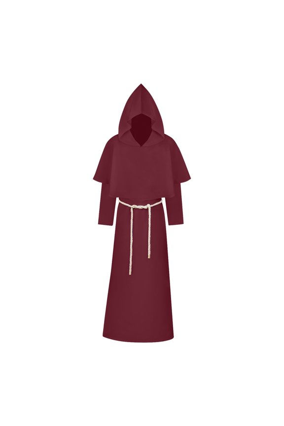 Friar Medieval Hooded Monk Robe for Men Renaissance Priest Costume Cosplay Halloween Wizard Cloak