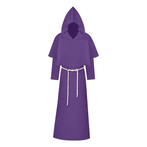 Friar Medieval Hooded Monk Robe for Men Renaissance Priest Costume Cosplay Halloween Wizard Cloak