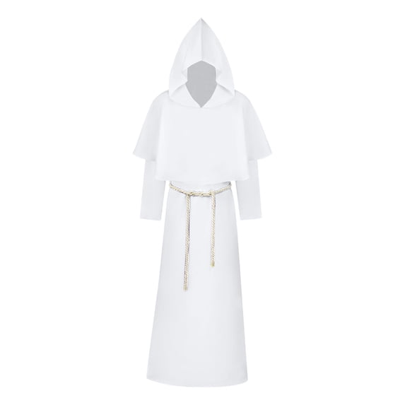 Friar Medieval Hooded Monk Robe for Men Renaissance Priest Costume Cosplay Halloween Wizard Cloak