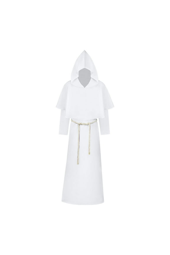 Friar Medieval Hooded Monk Robe for Men Renaissance Priest Costume Cosplay Halloween Wizard Cloak