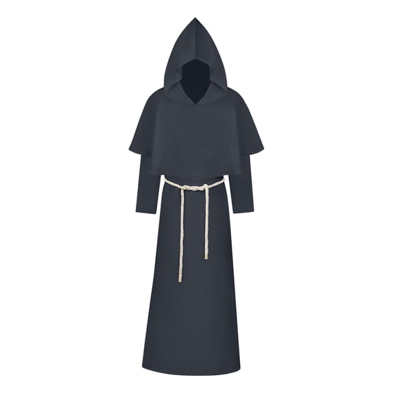Friar Medieval Hooded Monk Robe for Men Renaissance Priest Costume Cosplay Halloween Wizard Cloak