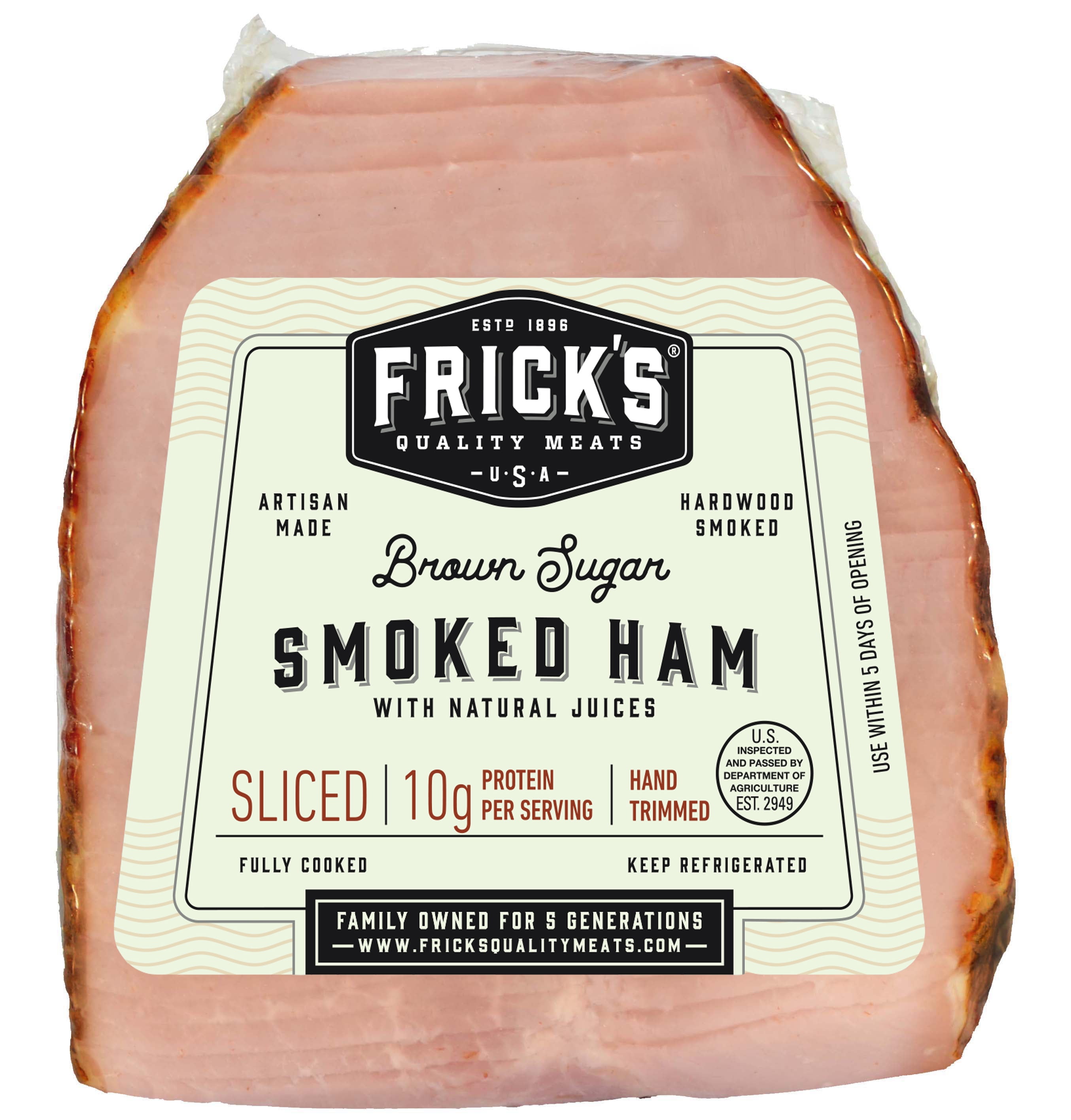 Frick's Quality Meats Brown Sugar Quarter Sliced Boneless Ham, 1.5 2.5