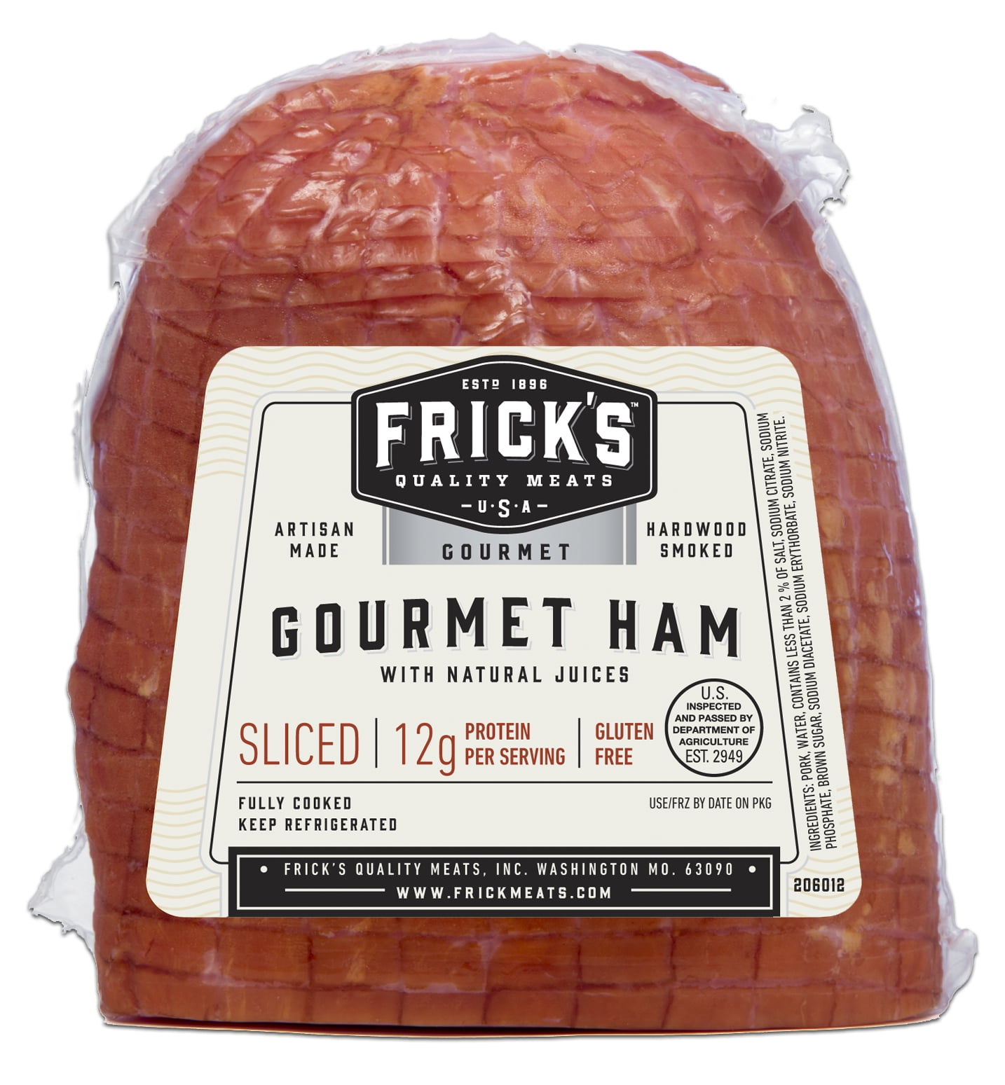 Frick's Quality Meats Gourmet Half Ham, Sliced, 1.1 2 lbs, Gluten Free, 12g protein per