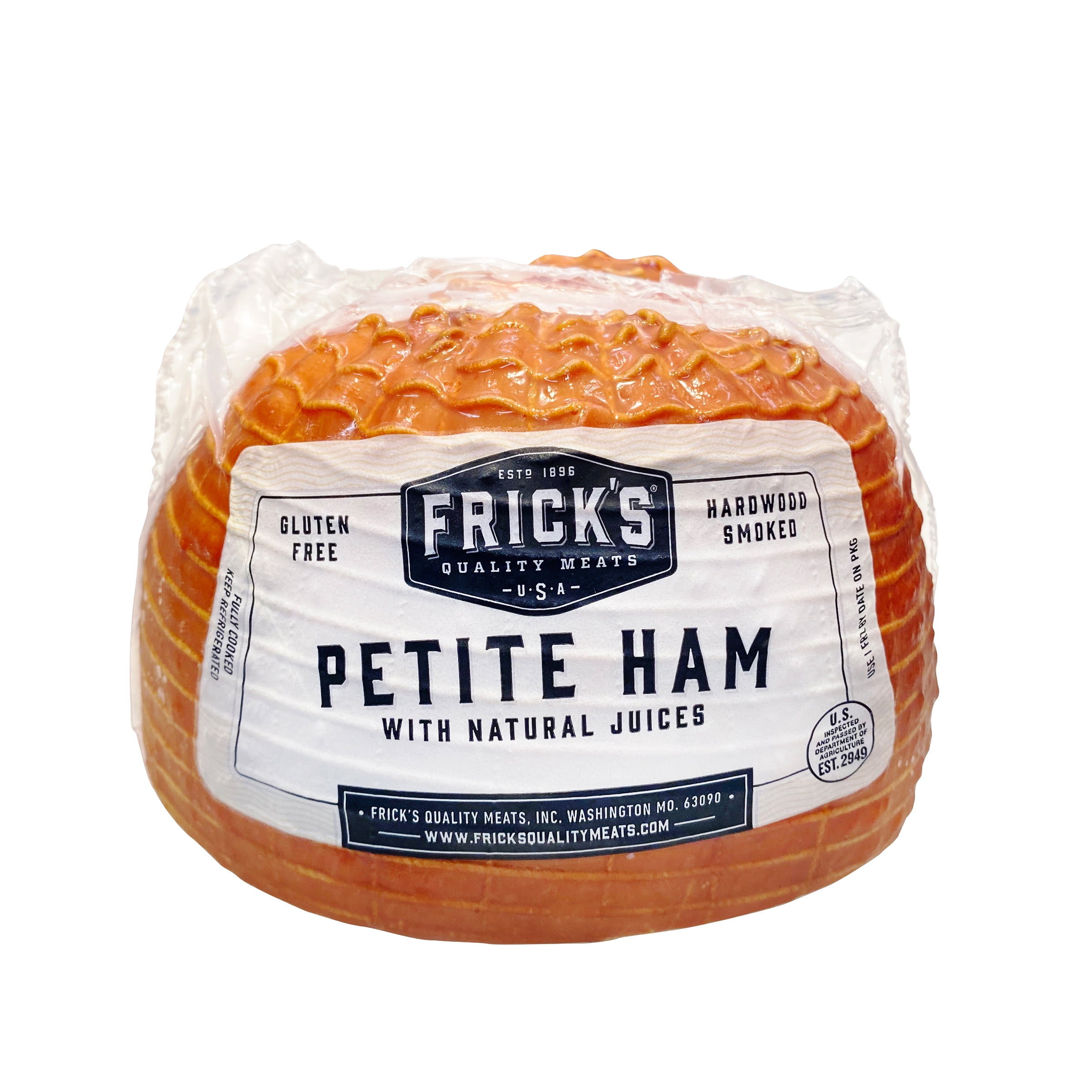 Frick's Quality Meats Petite Boneless Half Ham, 1.3-2 lb., 9g Protein per Serving, 2oz Serving Size, Fully Cooked, Gluten Free