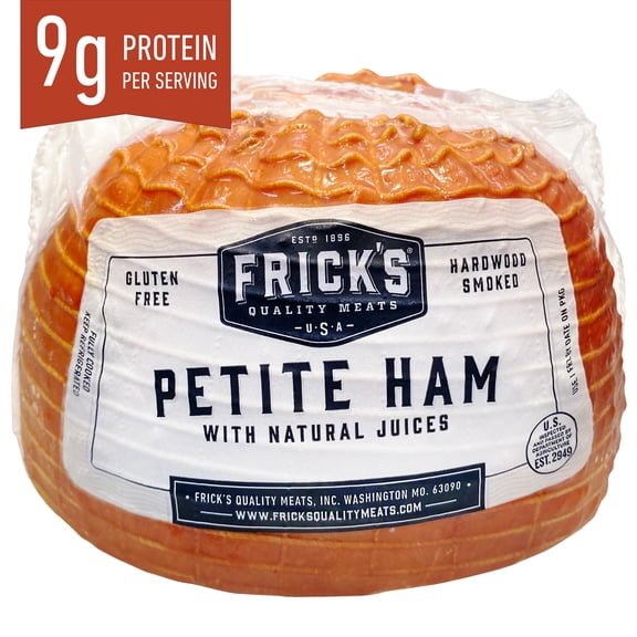 Frick's Quality Meats Petite Boneless Half Ham, 1.3-2 lb., 9g Protein per Serving, 2oz Serving Size, Fully Cooked, Gluten Free