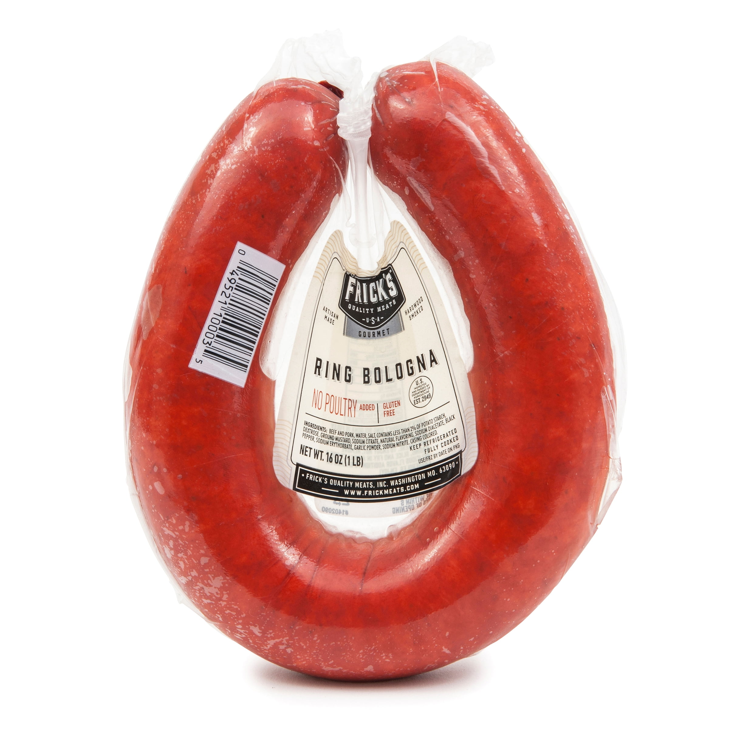Frick's Quality Meats Ring Bologna, 16 Ounces, Fully Cooked, Gluten