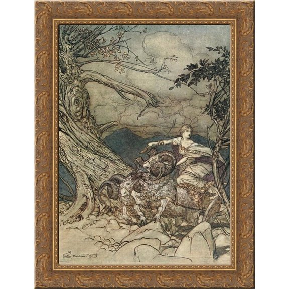 Fricka approaches in anger 20x24 Gold Ornate Wood Framed Canvas Art by Rackham, Arthur