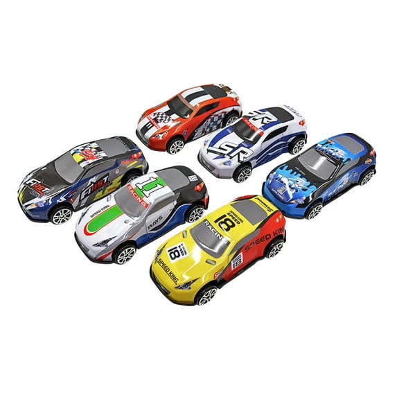 Friction Power Car Toys Set, Pull Back Trucks Wind up Race Car 6 Pack Suitable for Toddlers 3 4 5 6 7 Year Old Kids Toys for Boys and Girls Birthday Party Gifts Vibration Inertial Car Toy