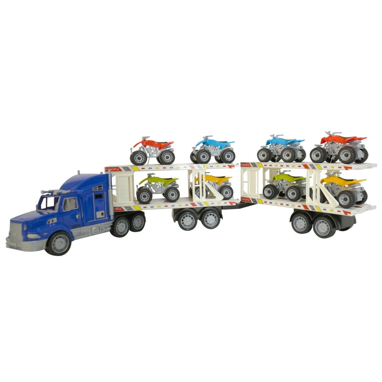 Free Shipping Friction Powered 8 ATVs with Semi Truck Trailer Carrier Truck Playset Walmart Walmart
