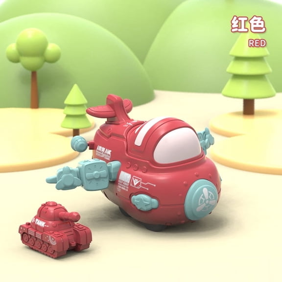 Friction Powered Aircraft Toys, Impact Collision Deformation Combat Aircraft, Children's Toys Inertia Small Tank Car Catapult Transporter Toys,Toys for 1 2 3 Year Old Boy Toys Gifts