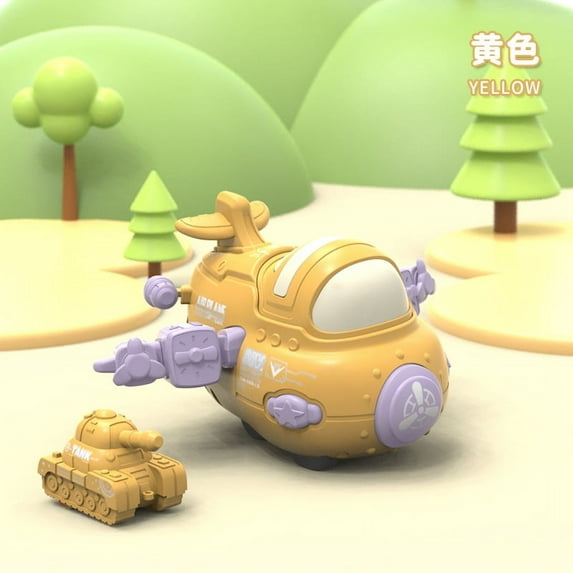 Friction Powered Aircraft Toys, Impact Collision Deformation Combat Aircraft, Children's Toys Inertia Small Tank Car Catapult Transporter Toys,Toys for 1 2 3 Year Old Boy Toys Gifts