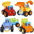 thumbnail image 1 of Friction Powered Cars Push and Go Trucks Construction Vehicles Toys Set of Tractor Bulldozer Dump Truck Cement Mixer for Baby Toddlers Infants Boys Gifts, 1 of 6