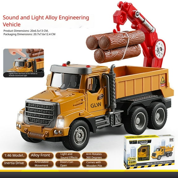 Friction Powered Construction Toy Trucks featuring Lights & Sounds Push and Go Engineering Vehicle Series