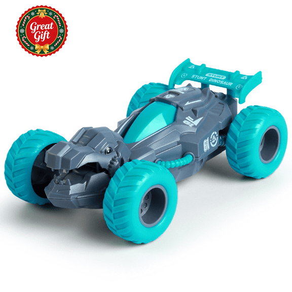Friction Powered Dinosaur Stunt Race Car, Pull Back Off-Road Climbing Vehicle, Toddler Indoor Outdoor Play Toy, Christmas Birthday Holiday Gift for Kids Boys Girls Ages 3 +