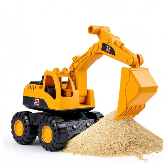 Friction-Powered Excavator Construction Truck Toy,Construction Vehicle with Movable Digger Arm,Sandbox Play Toy,Christmas Stocking Stuffer for Kids Toddler Boys Girls Ages 3 4 5 6 7 8,Birthday Gift