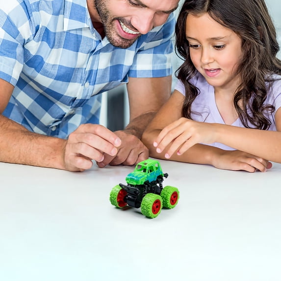 Friction Powered Monster Truck Toy, 360° Flip Stunt Off-Road Car with Shock Spring Rubber Wheels, Durable Anti-Collision All Terrain Vehicle Gift for Toddlers Boys Girls Indoor Outdoor Play