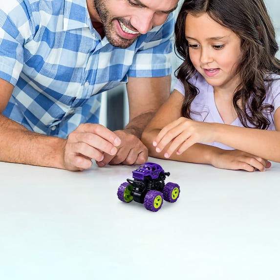 Friction Powered Monster Truck Toy, 360° Flip Stunt Off-Road Car with Shock Spring Rubber Wheels, Durable Anti-Collision All Terrain Vehicle Gift for Toddlers Boys Girls Indoor Outdoor Play