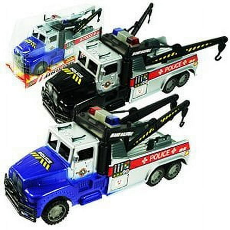 Friction Powered Police Tow Truck Toy for Kids (Colors May Vary)