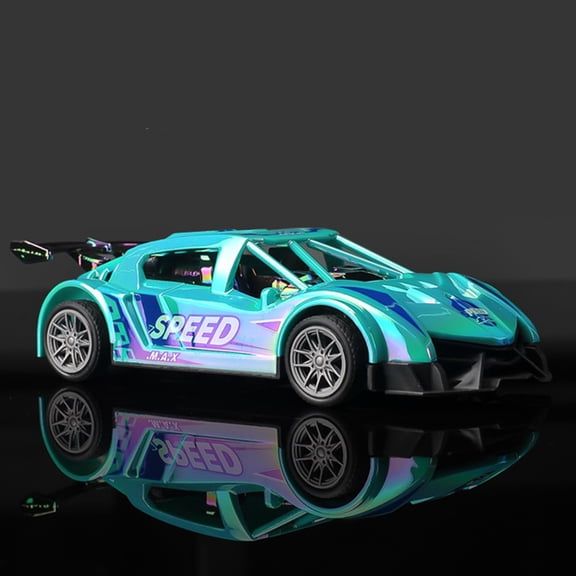 Friction Powered Racing Car Toy for Boys – Blue Inertial Sports Car Model with Rubber Wheels and Simulated Tail Fins – Durable Push and Go Car Gift for Kids