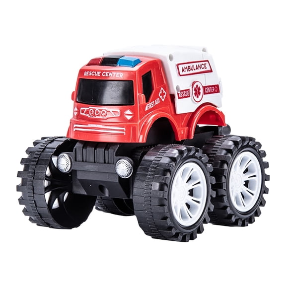 Friction Powered Stunt Car , 360° Rotating Drift Off-Road Vehicle Shock Absorbing, Colorful Graffiti Push and Go Car for Indoor Outdoor Play, Red