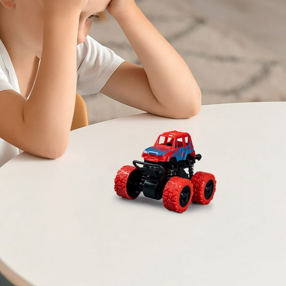 Friction Powered Stunt Toy Trucks, 360° Rotating & Shockproof All Terrain Cars for t0ddlers, No Battery Needed Pull Back & Go Action Play Vehicles