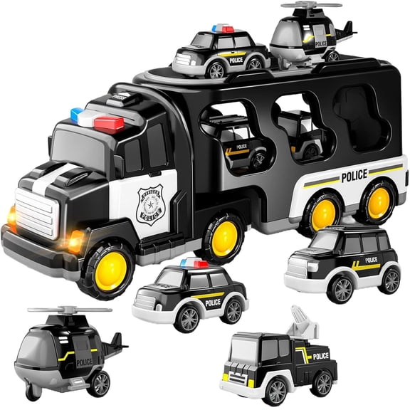 Friction Powered Toy Car Set With Storage Case For Kids Boys Girls Engineering Vehicle Play