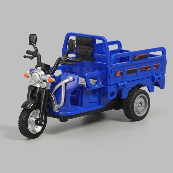 Friction Powered Tricycle Early Educational Construction Vehicle, Push and Go Lumber Truck with Detachable Dump Bed, Inertia Cars for Gift with Steering Simulation, Blue