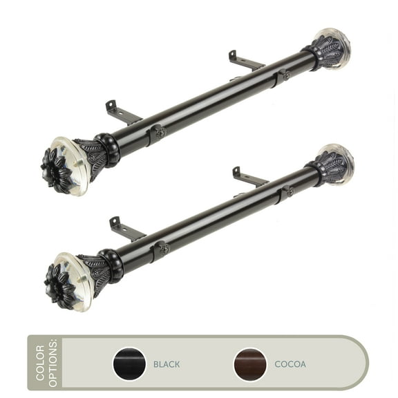 Frida 1.5" Side Curtain Rod 18 inch Long (Set of 2) - Black