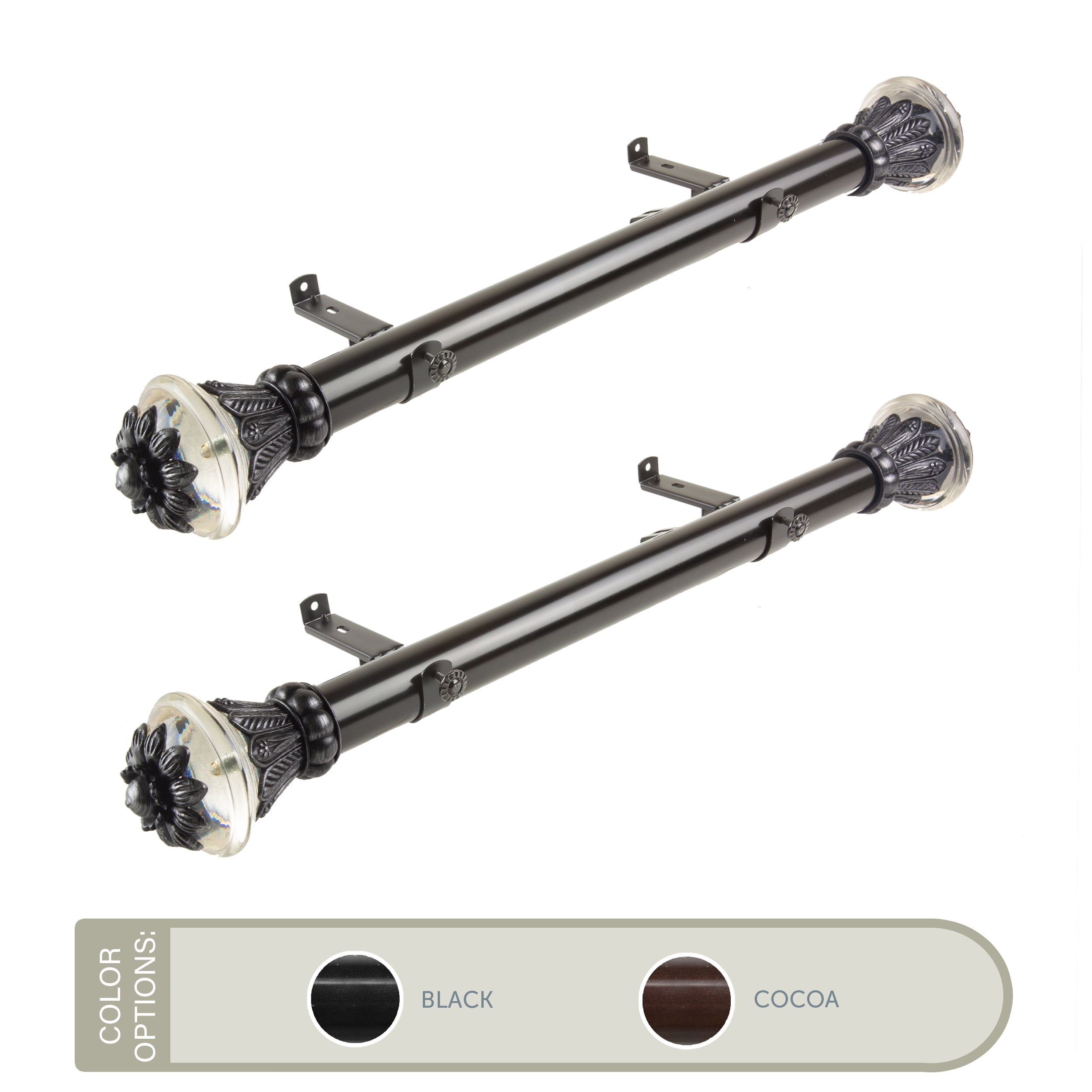 Frida 1.5" Side Curtain Rod 24 inch Long (Set of 2) - Black