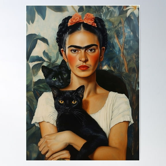 Frida And Cats Poster Wall Art, Modern Wall Decor For Living Room Bedroom, 12x18 UNFRAMED