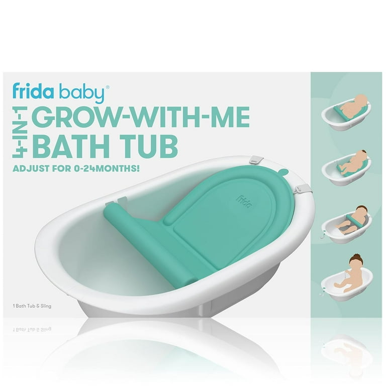 Frida Baby 4 in 1 Grow With Me Baby Bath Tub for Newborn to Toddler, White  