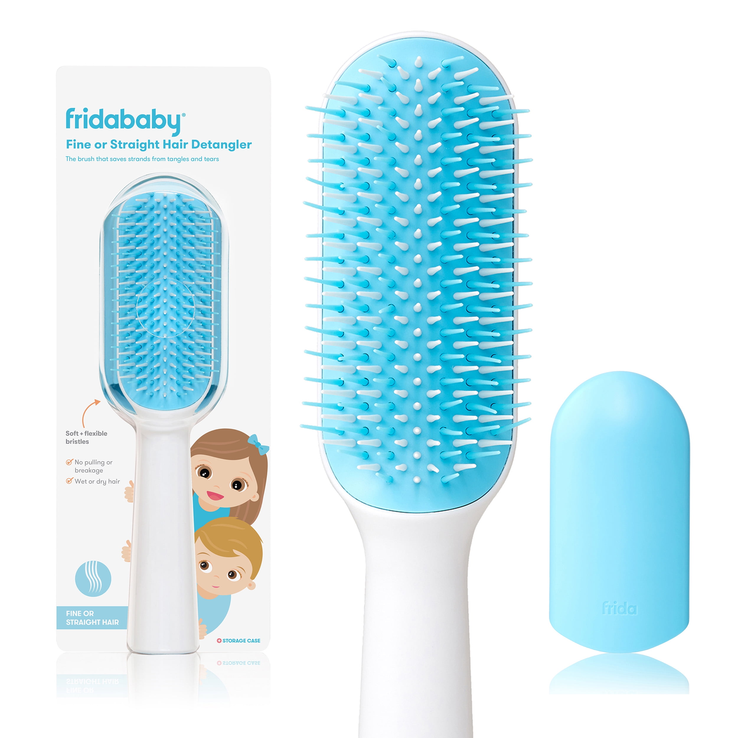 FRIDABABY Frida Baby Fine or Straight Hair Detangling Kids Brush, Detangles Knots Without Tears or Breakage