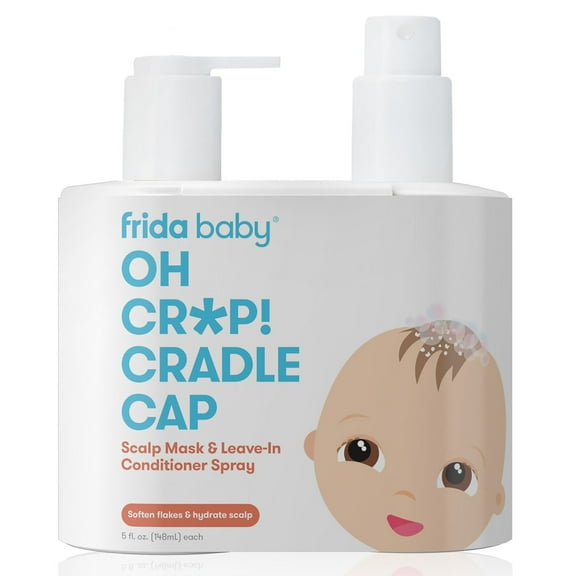 Frida Baby FlakeFixer Cradle Cap Set with Softening Scalp Scrub Shampoo Treatment and Hydrating Conditioner Spray, 2 Piece