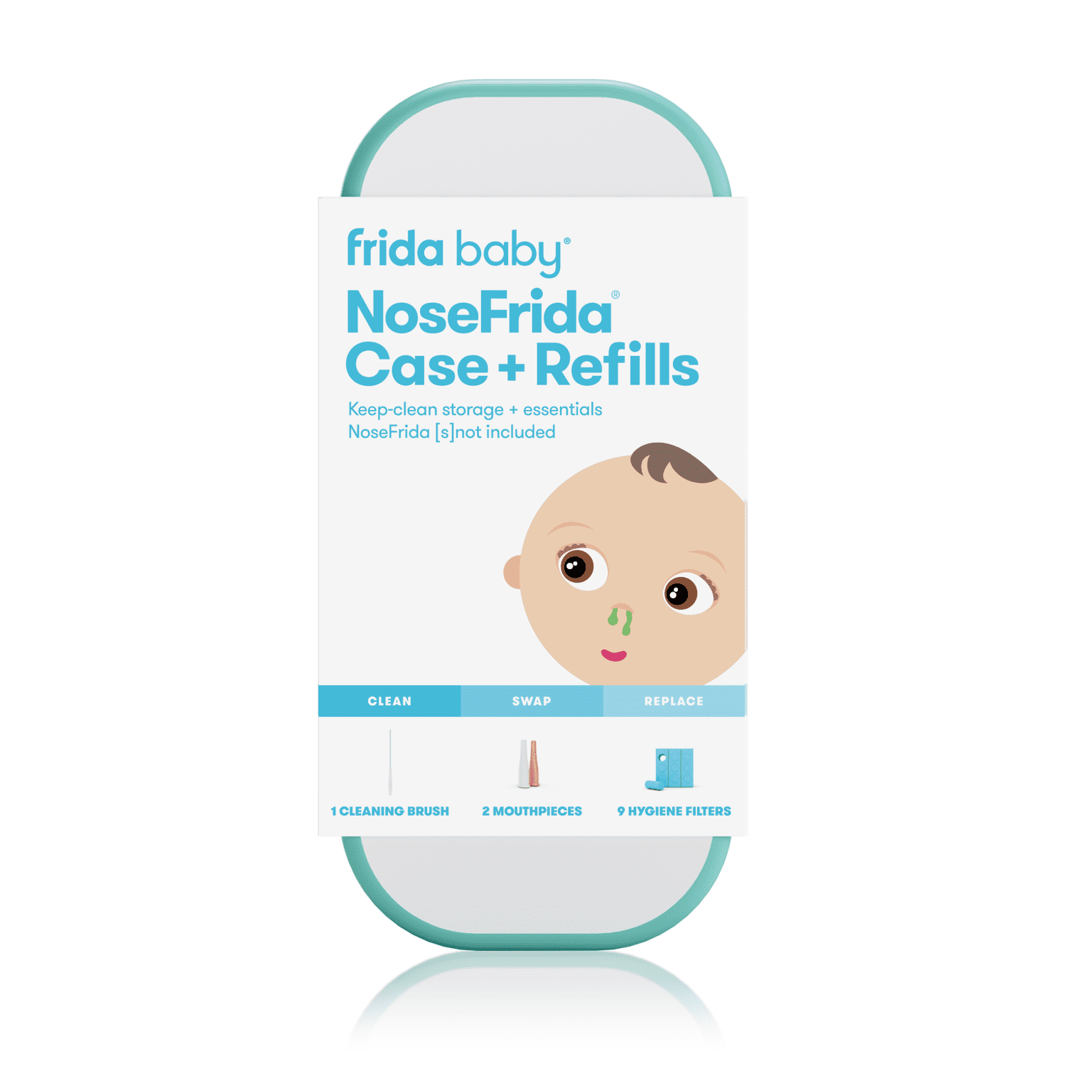Frida Baby NoseFrida Carrying Case and Refills for the Snotsucker Kids  Decongestion and Cold Relief Saline Nasal Spray Sinus Rinse Aspirator, 3  Pieces
