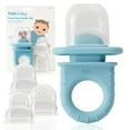 thumbnail image 1 of Frida Baby Push Pop Feeder, Baby Fruit Feeder, Baby Fruit Food Feeder to Safely Introduce New Foods, Fresh + Frozen Food Silicone Feeder for Babies, BPA Free, Dishwasher Safe | 3 Count, Blue, 1 of 5