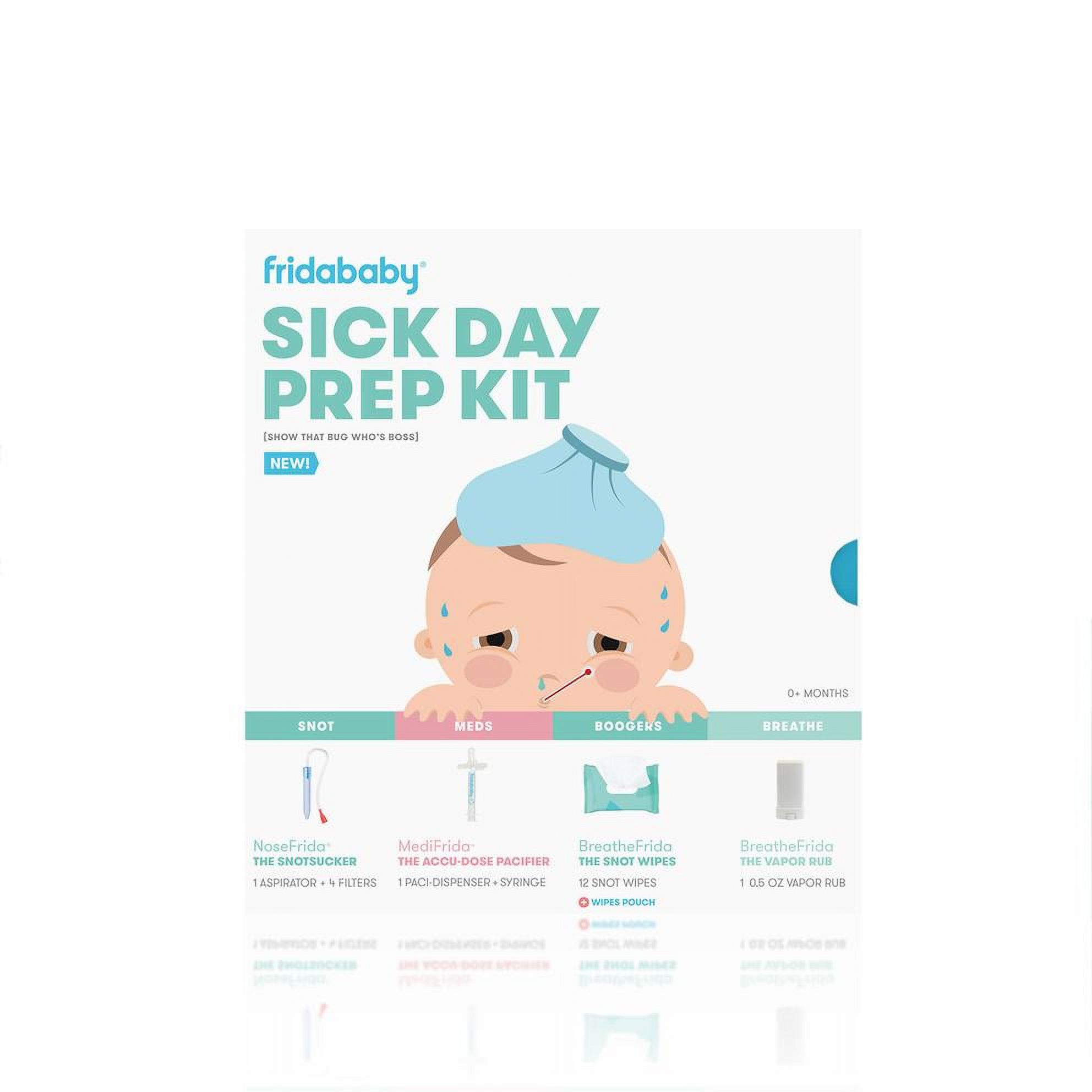 Frida Baby Sick Day Prep Kit: NoseFrida Snotsucker, MediFrida Pacifier, BreatheFrida Wipes, VaporRub - image 1 of 4