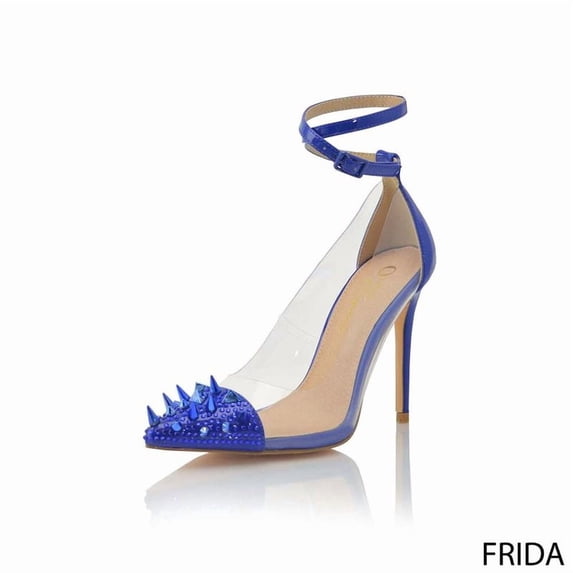 Frida Blue Women's Slingback Kitten Heels Closed Pointed Toe Backless Wedding Party Dress Pumps Shoes