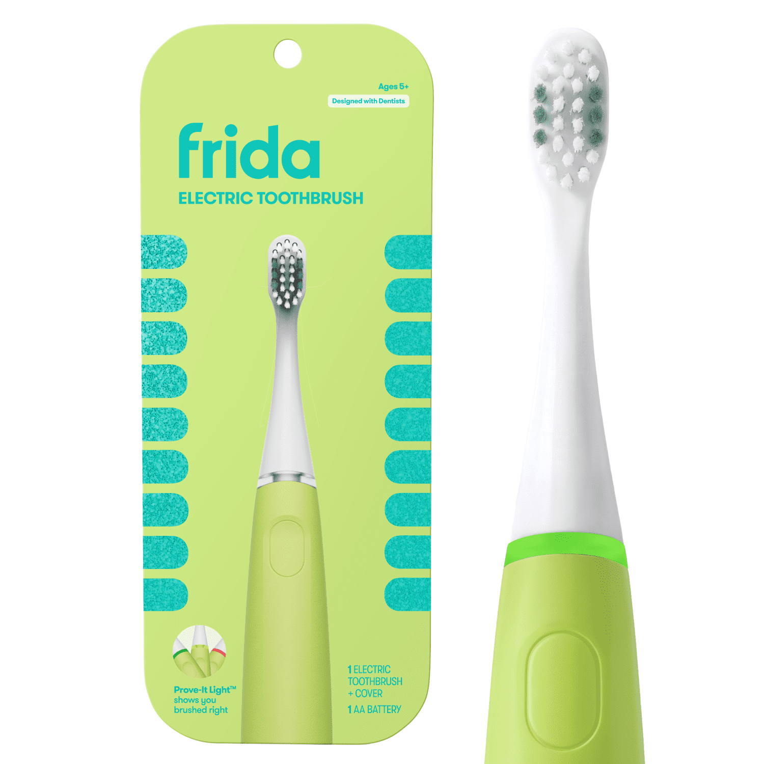 Frida For Kids Electric Toothbrush for Kids, Citrus Green, Medium Bristles, 1 Count