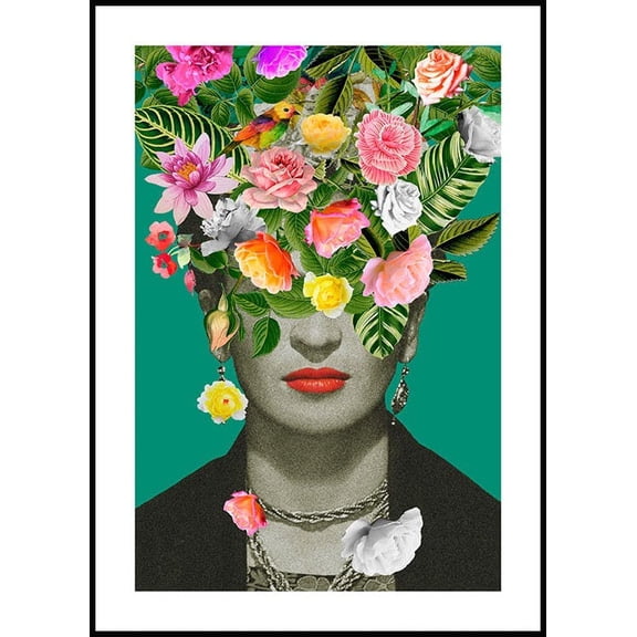 Frida Floral Poster Wall Art, Modern Wall Decor For Living Room Bedroom, 24x36 UNFRAMED