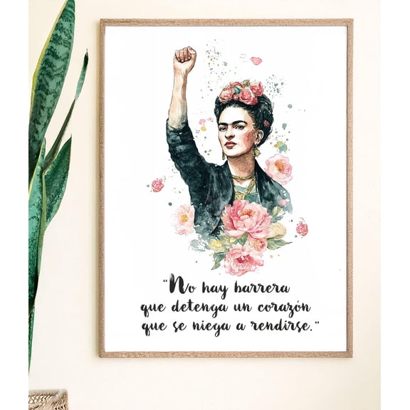 Frida Inspired Feminist Art Print Resilience Wall Art Empowerment Quote Mexican Floral Strength Poster