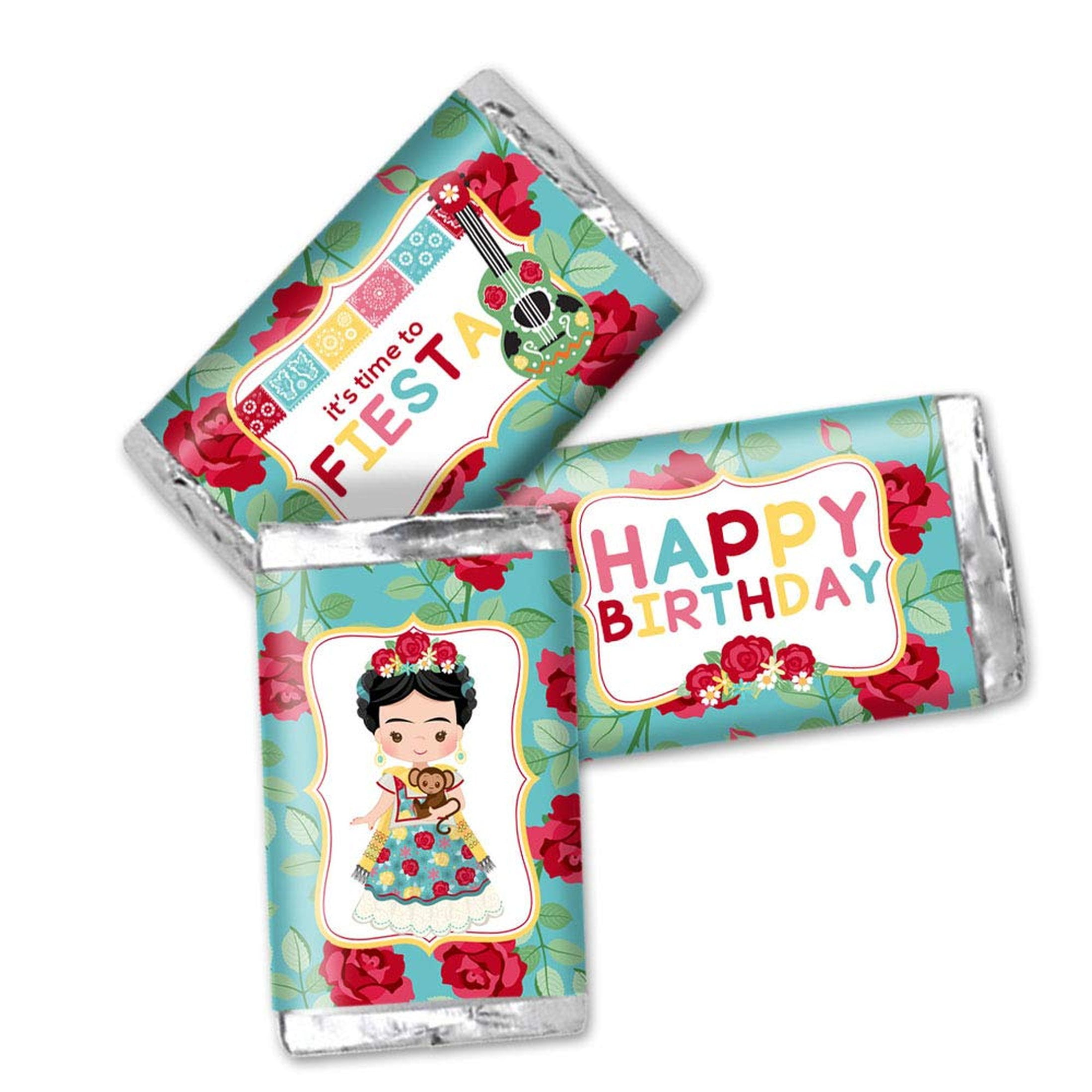 Piñata Hittin' Neon Fiesta Mini Chocolate Bar Sticker Wrappers - 45 Labels, 1.4" X 2.6", Party Favor Labels