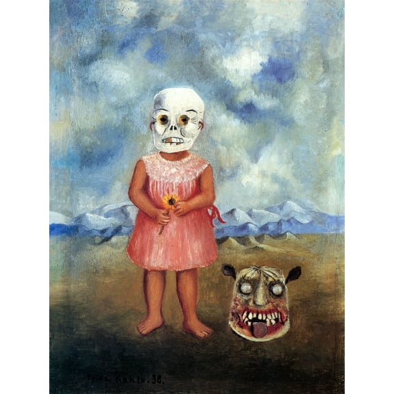 Frida Kahlo - Girl With Death Mask - CANVAS or PRINT WALL ART