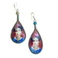 thumbnail image 1 of Frida Kahlo Handmade Earring Flower Head 3” Graphic Silk Thread Teardrop Mexican New, 1 of 1